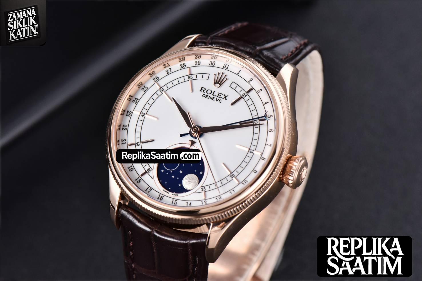 Cellini 50535 40mm Moonphase RG white dial KZF Asia 3195 Mod -03