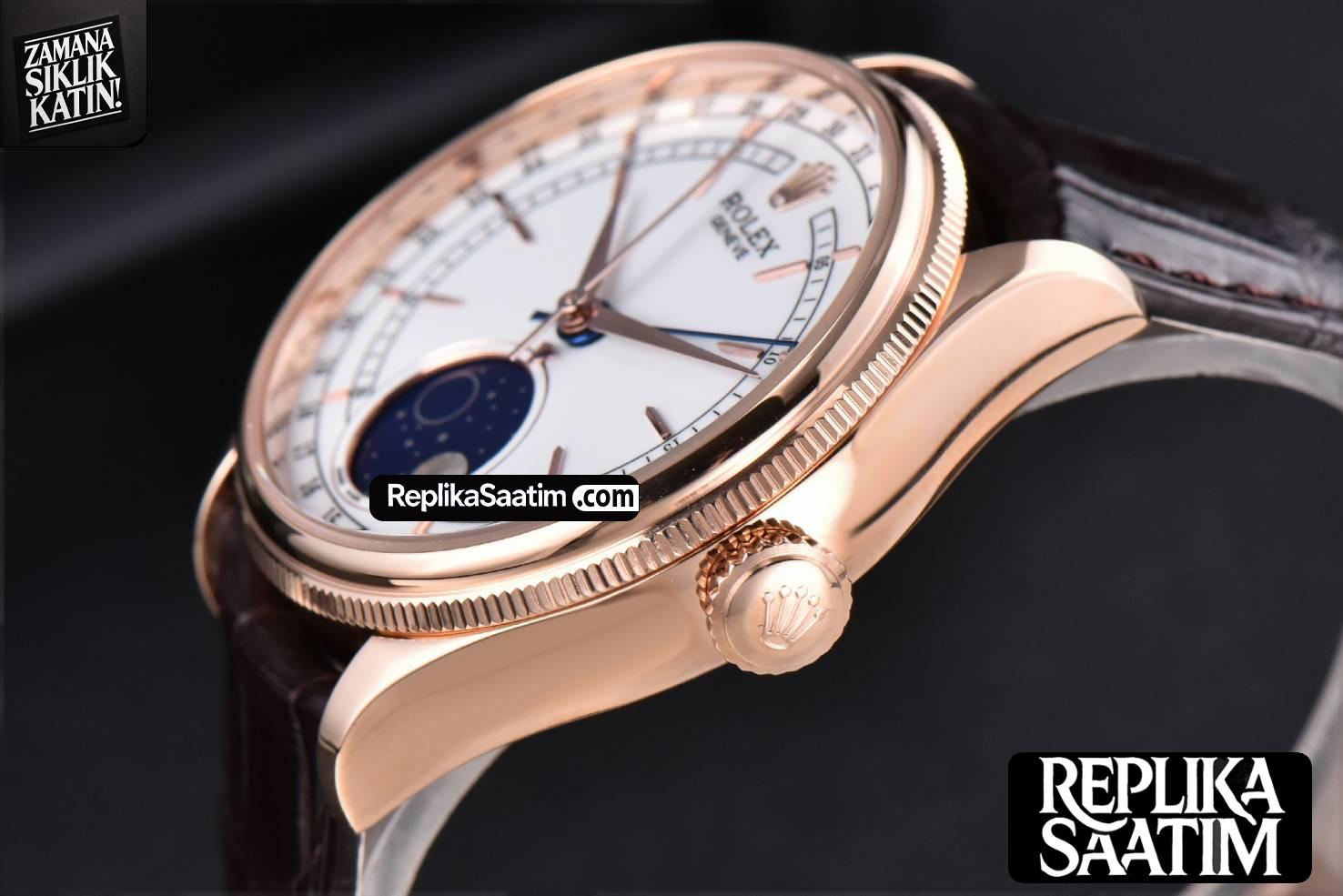 Cellini 50535 40mm Moonphase RG white dial KZF Asia 3195 Mod -08