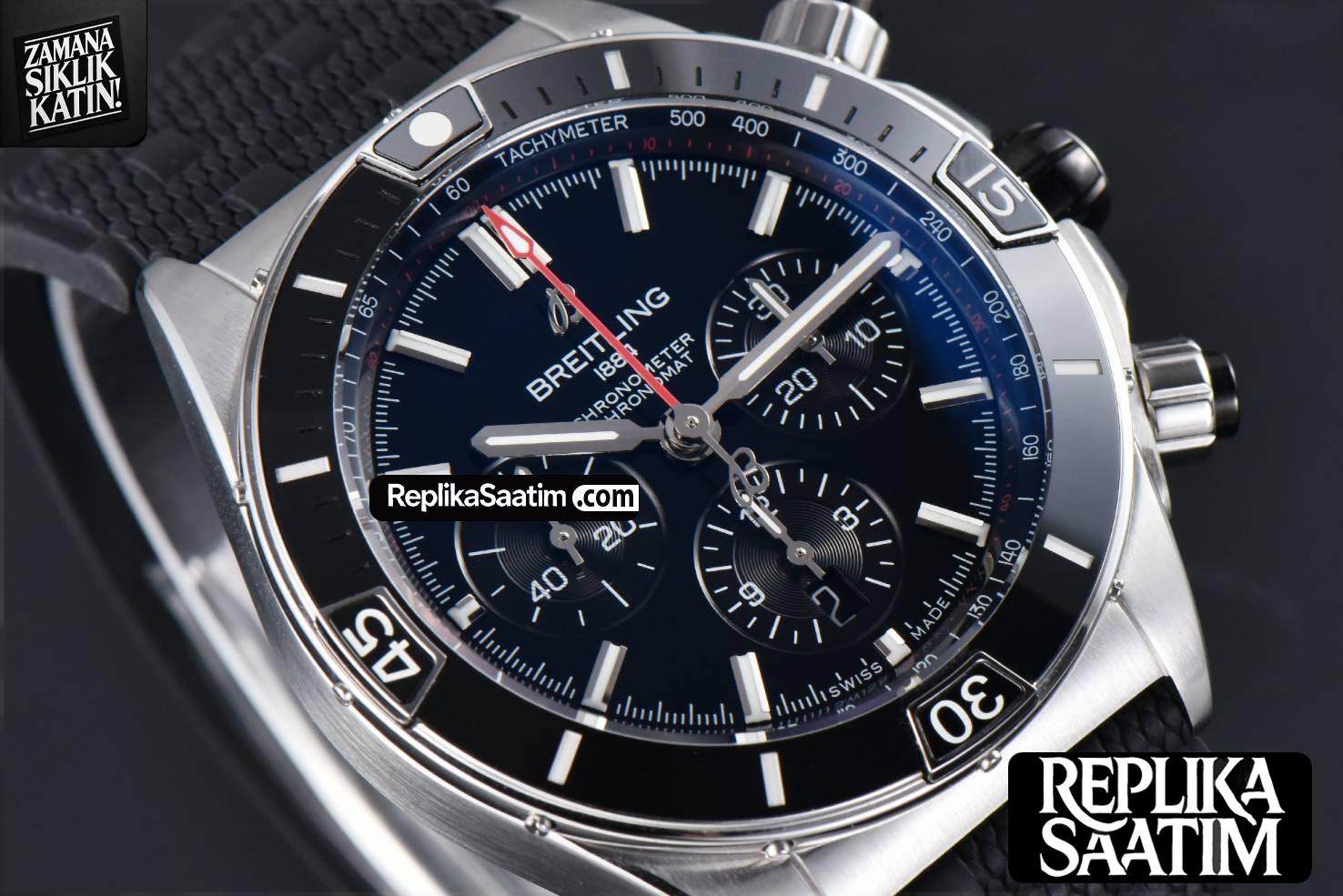 Chronomat B01 44mm BLSF Black Bezel Black Dial Rubber Strap 7750 -11