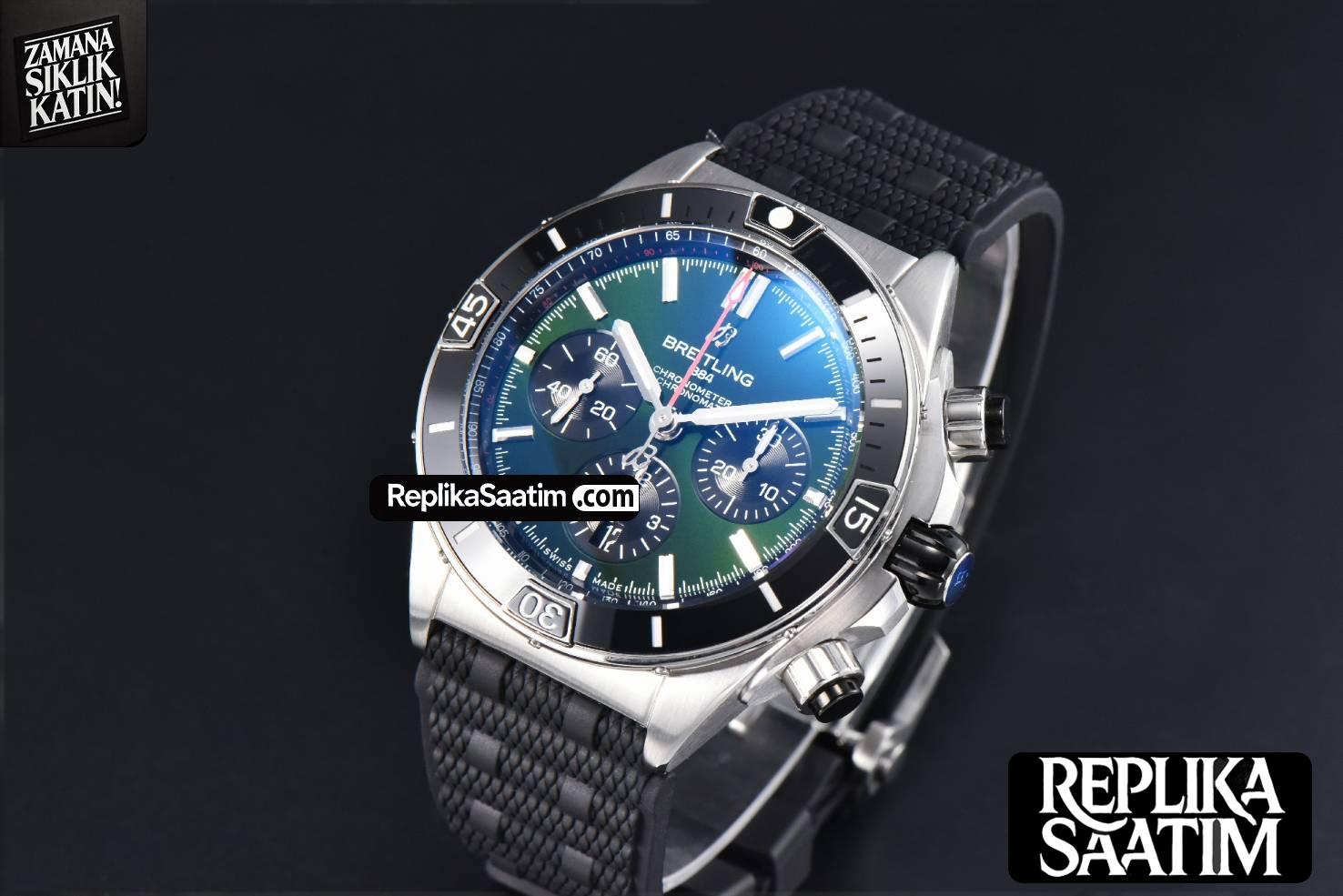Chronomat B01 44mm BLSF Black Bezel Green Dial Rubber Strap 7750 -03