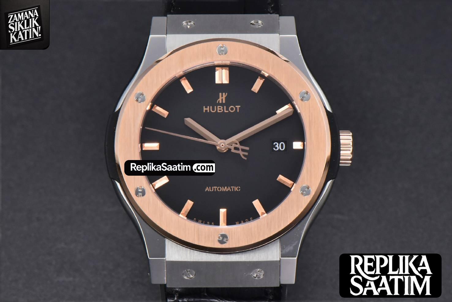 Classic Fusion 42mm RG/SS JJ+F Black Dial Black Leather Strap A1110 -01