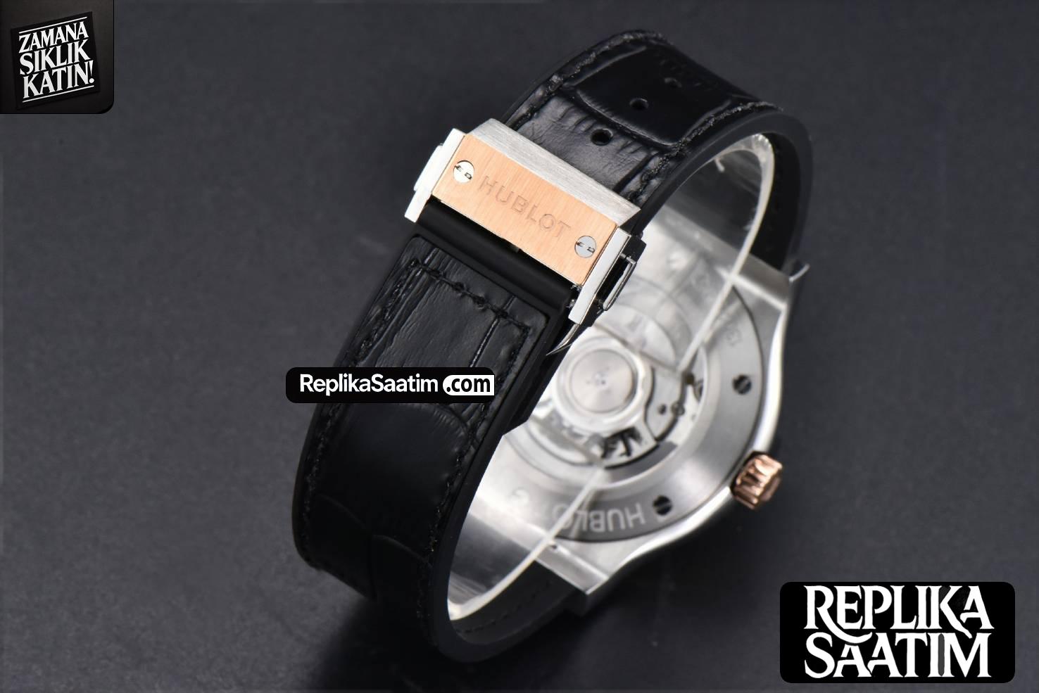 Classic Fusion 42mm RG/SS JJ+F Black Dial Black Leather Strap A1110 -33