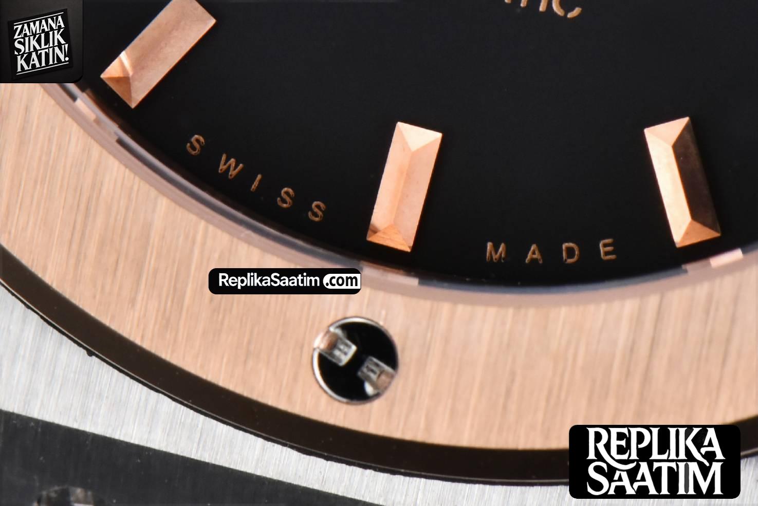 Classic Fusion 42mm RG/SS JJ+F Black Dial Black Rubber Strap A1110 -08