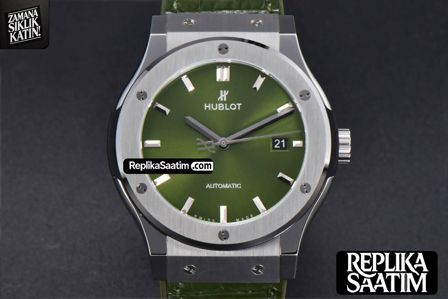 Classic Fusion 42mm SS JJ+F Green Dial Green Leather Strap A1110 -01