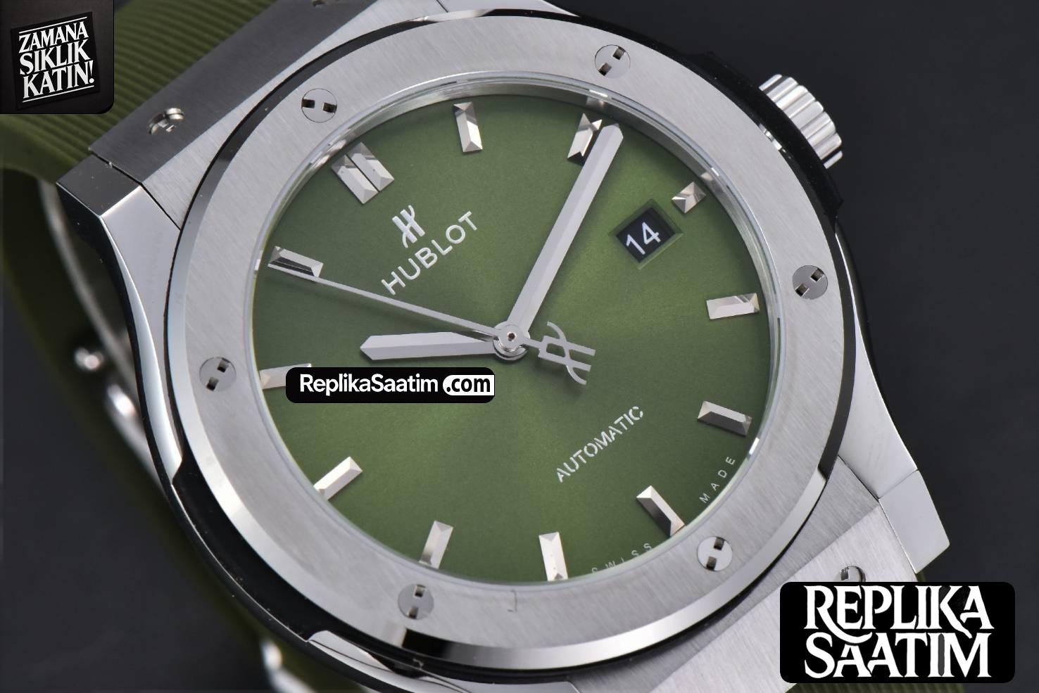 Classic Fusion 42mm SS JJ+F Green Dial Green Rubber Strap A1110 -10