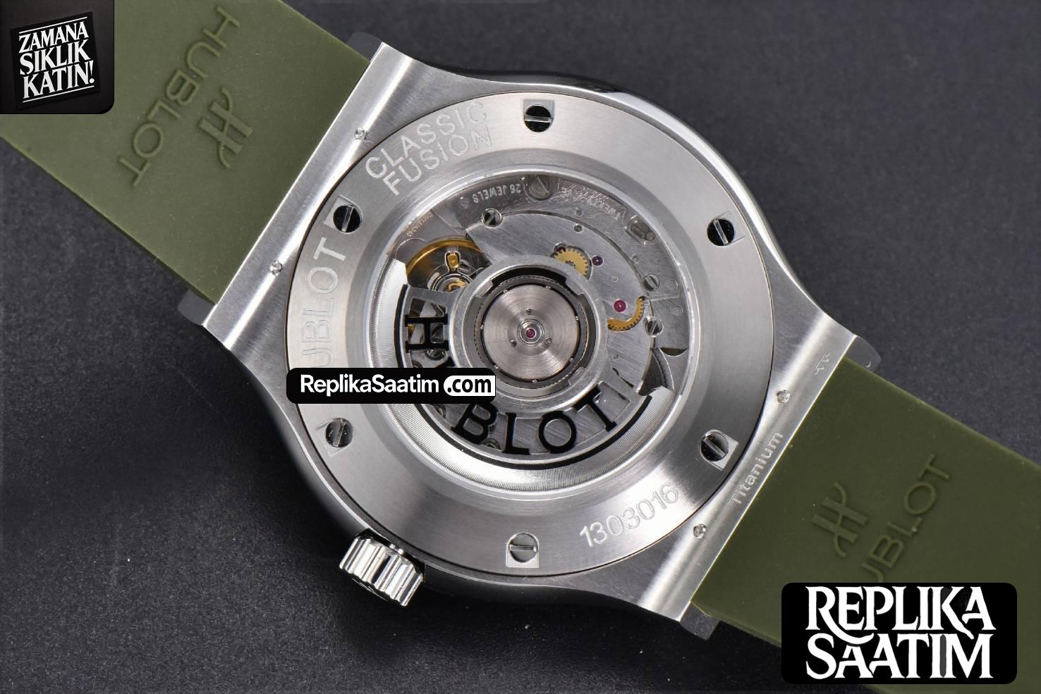 Classic Fusion 42mm SS JJ+F Green Dial Green Rubber Strap A1110 -15