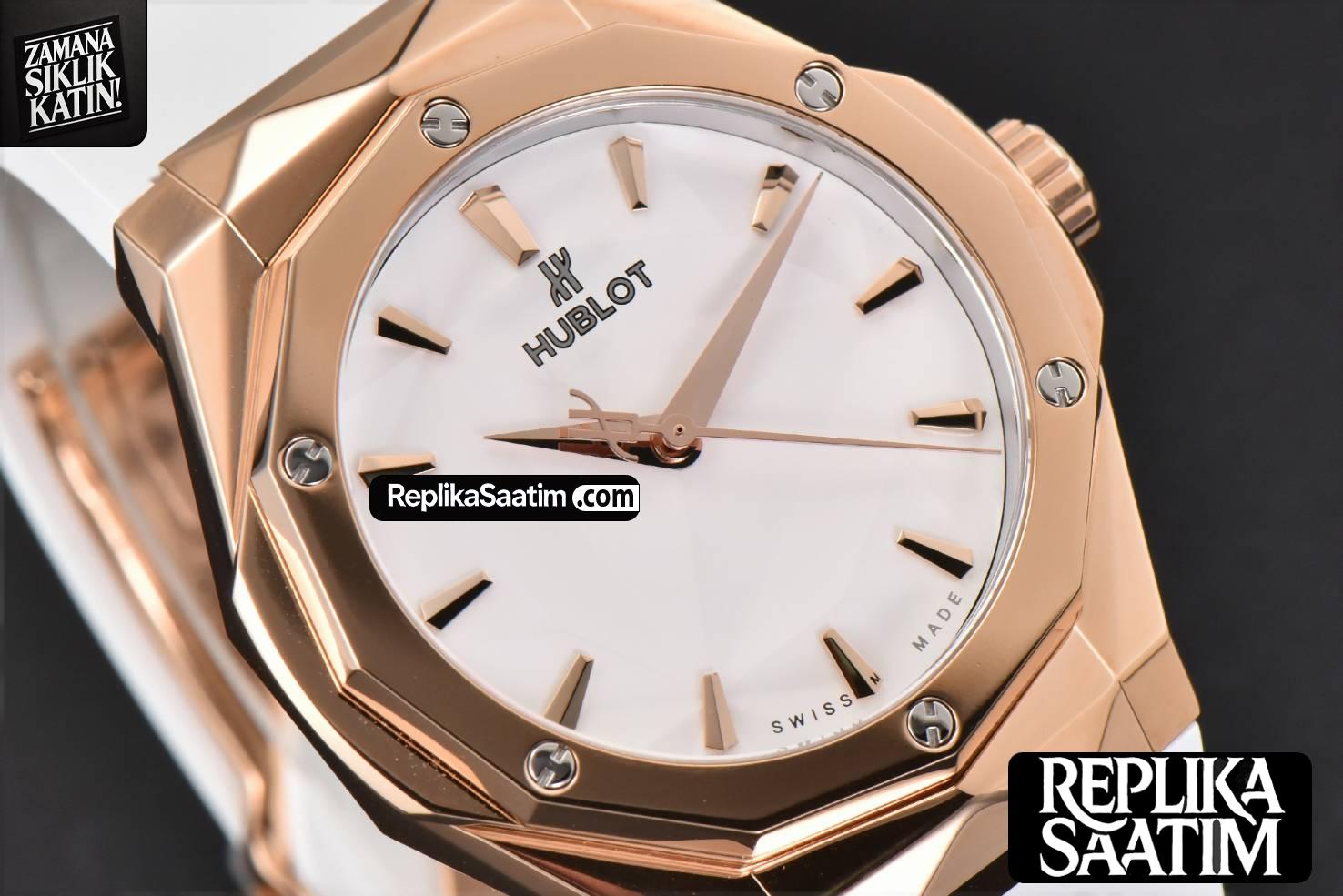 Classic Fusion Orlinski 40mm APSF RG White Faceted Dial White Rubber Strap A2892 -09