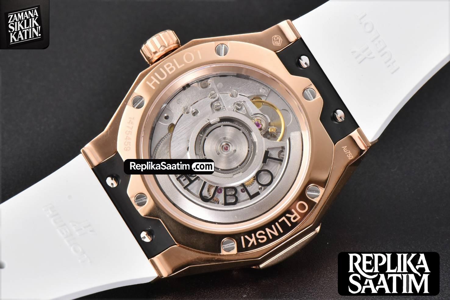 Classic Fusion Orlinski 40mm APSF RG White Faceted Dial White Rubber Strap A2892 -13