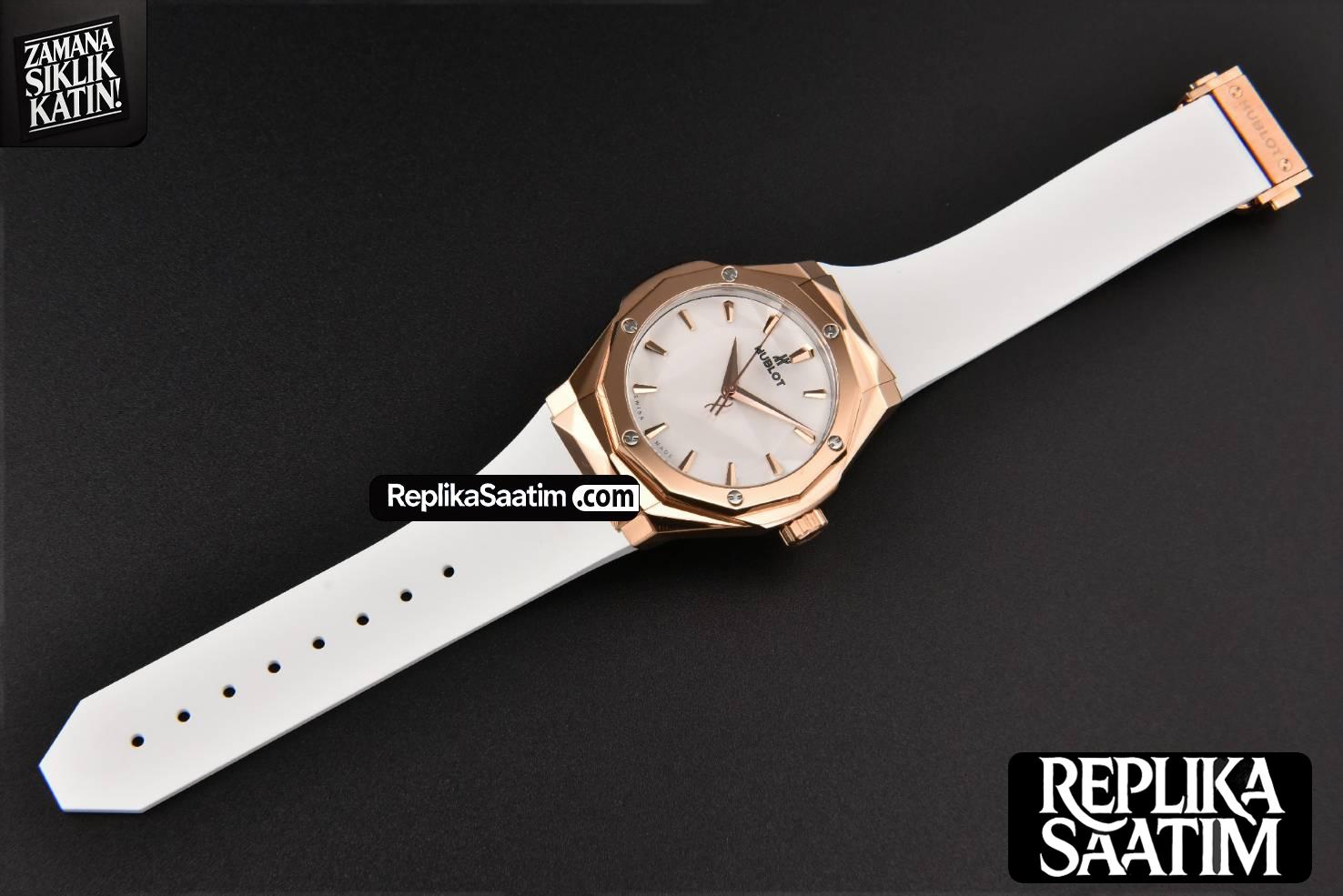 Classic Fusion Orlinski 40mm APSF RG White Faceted Dial White Rubber Strap A2892 -29