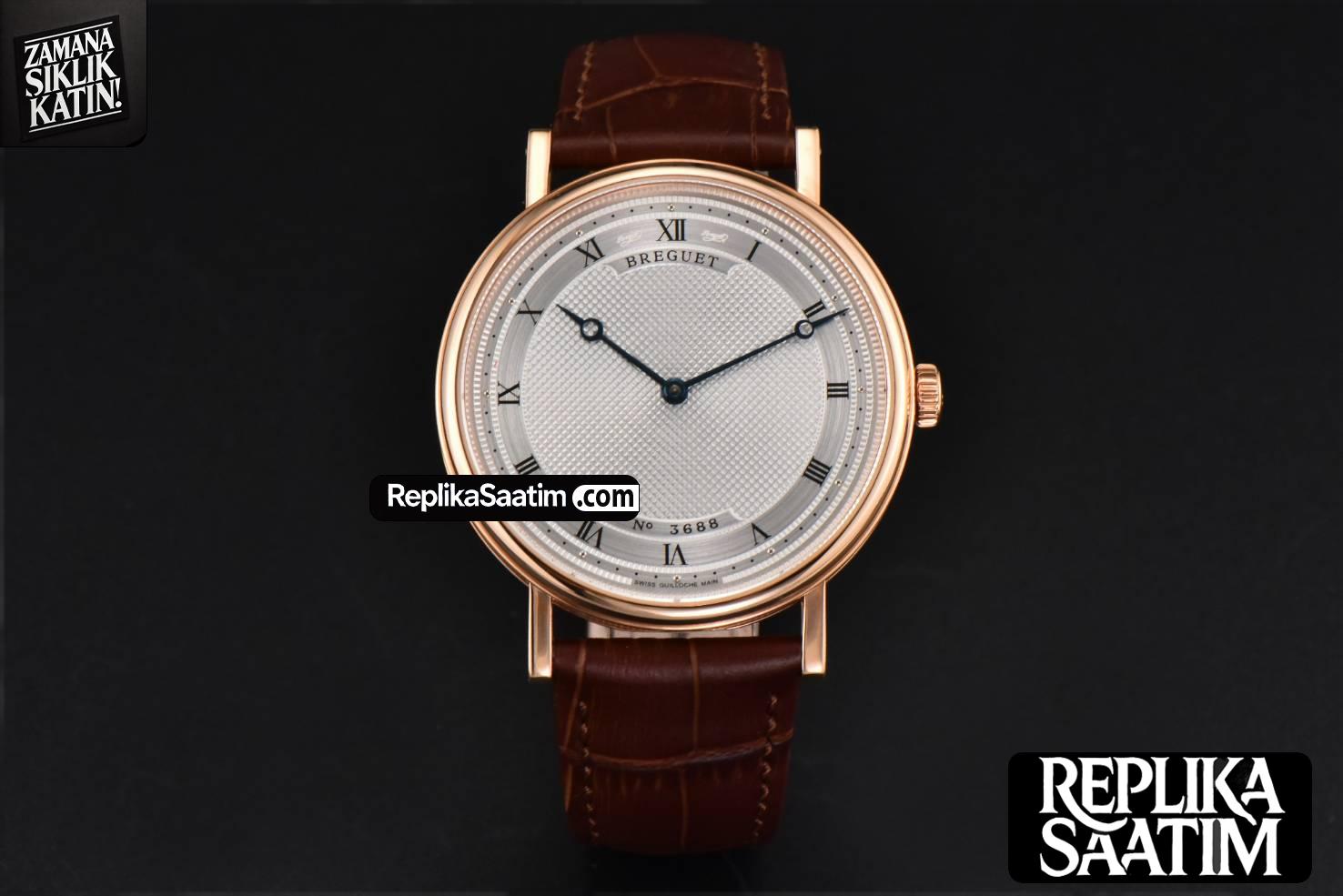 Classique 5177 38.5mm LTF RG White Dots Dial Roma Marker Brown Leather Strap MY9015 -02