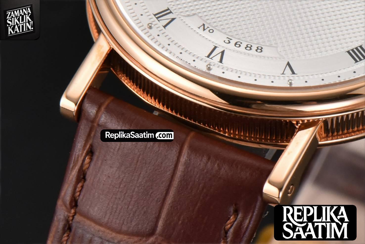 Classique 5177 38.5mm LTF RG White Dots Dial Roma Marker Brown Leather Strap MY9015 -07