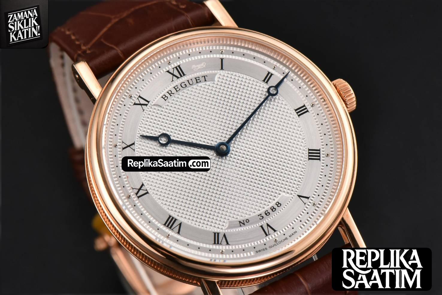 Classique 5177 38.5mm LTF RG White Dots Dial Roma Marker Brown Leather Strap MY9015 -09