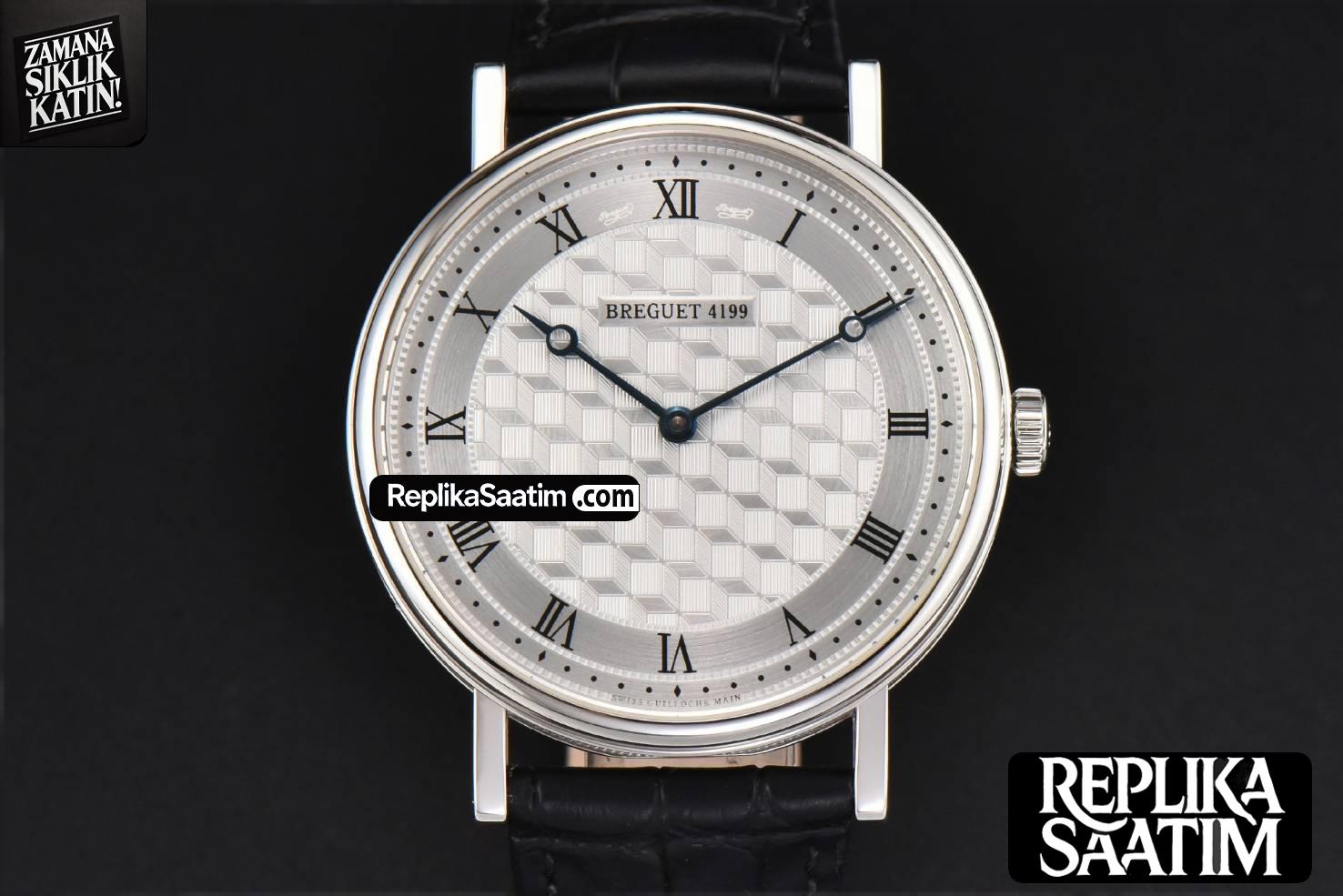 Classique 5177 38.5mm LTF White Textured Dial Roma Marker Black Leather Strap MY9015 -01