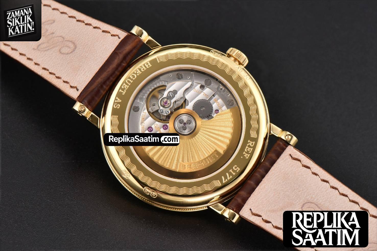 Classique 5177 38.5mm LTF YG White Dots Dial Roma Marker Brown Leather Strap MY9015 -13
