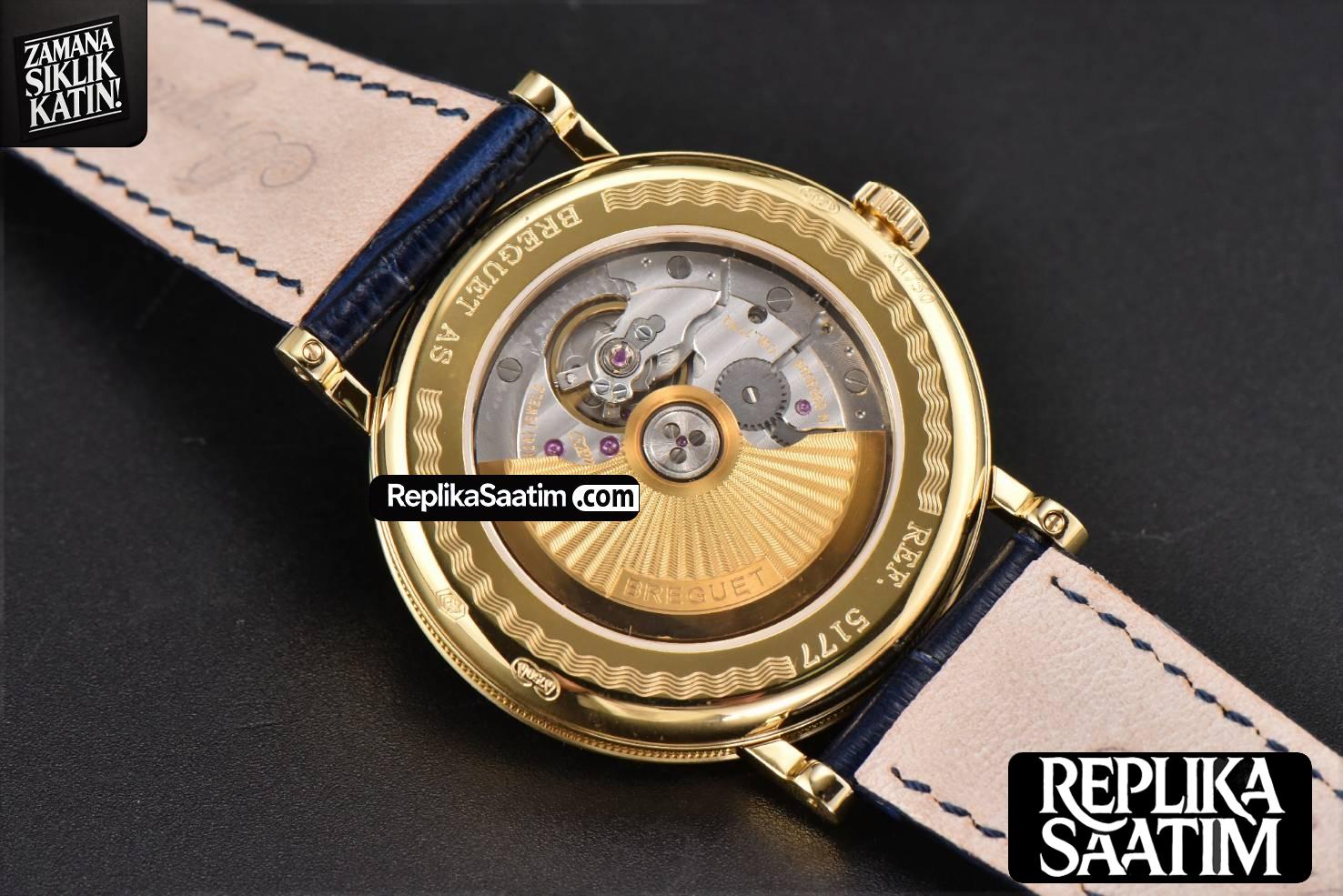 Classique 5177 40.5mm LTF YG Black Dial Digital Marker Blue Leather Strap MY9015 -14