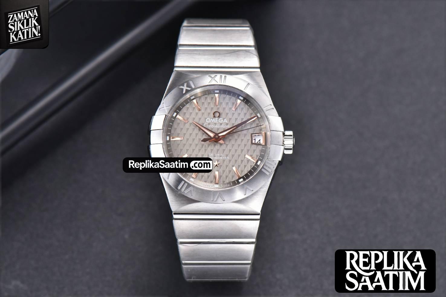 Constellation 38mm SS/RG VSF Gray Textured Dial on SS Bracelet A8500 Super Clone -02