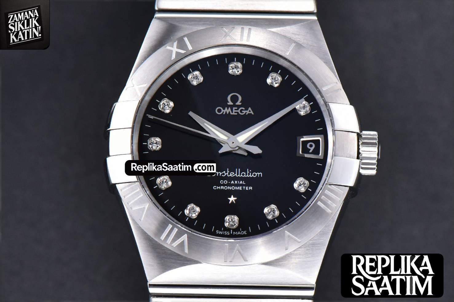 Constellation 38mm SS VSF Black Dial Diamond Markers on SS Bracelet A8500 Super Clone -01