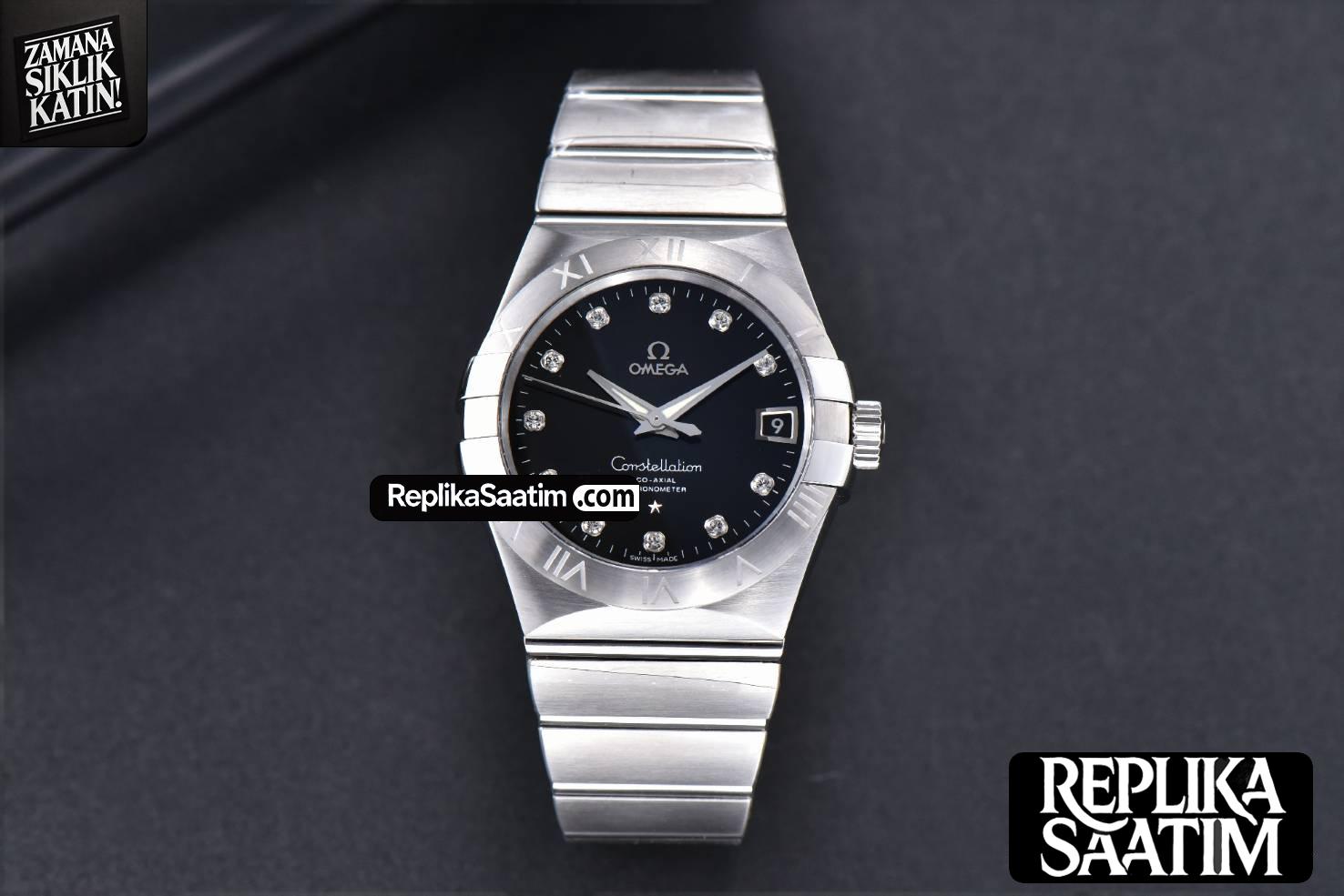Constellation 38mm SS VSF Black Dial Diamond Markers on SS Bracelet A8500 Super Clone -02