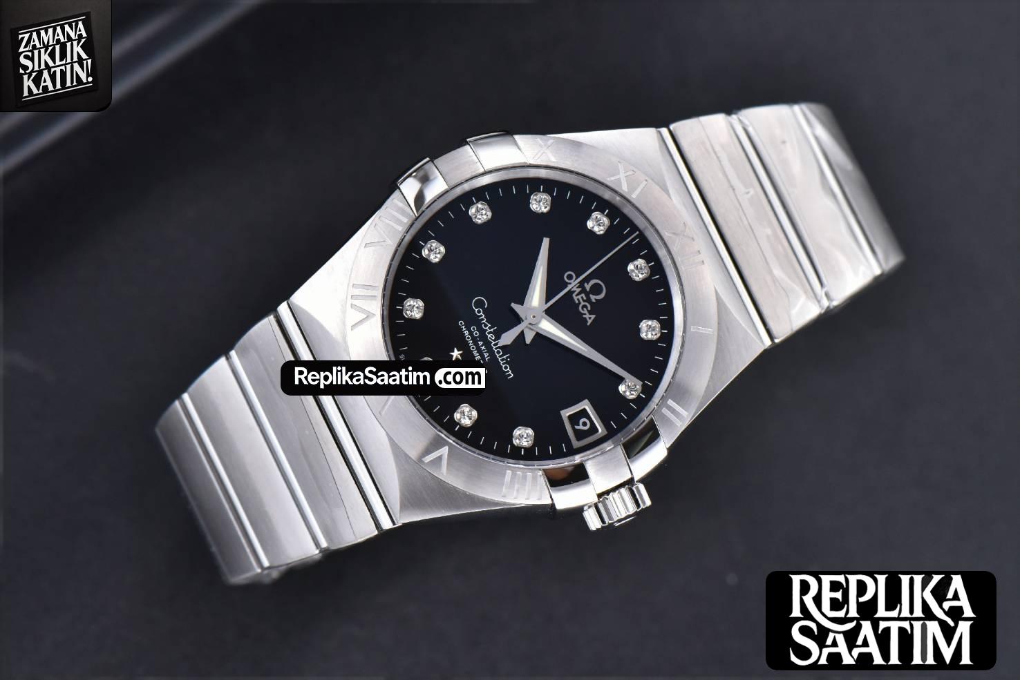 Constellation 38mm SS VSF Black Dial Diamond Markers on SS Bracelet A8500 Super Clone -03
