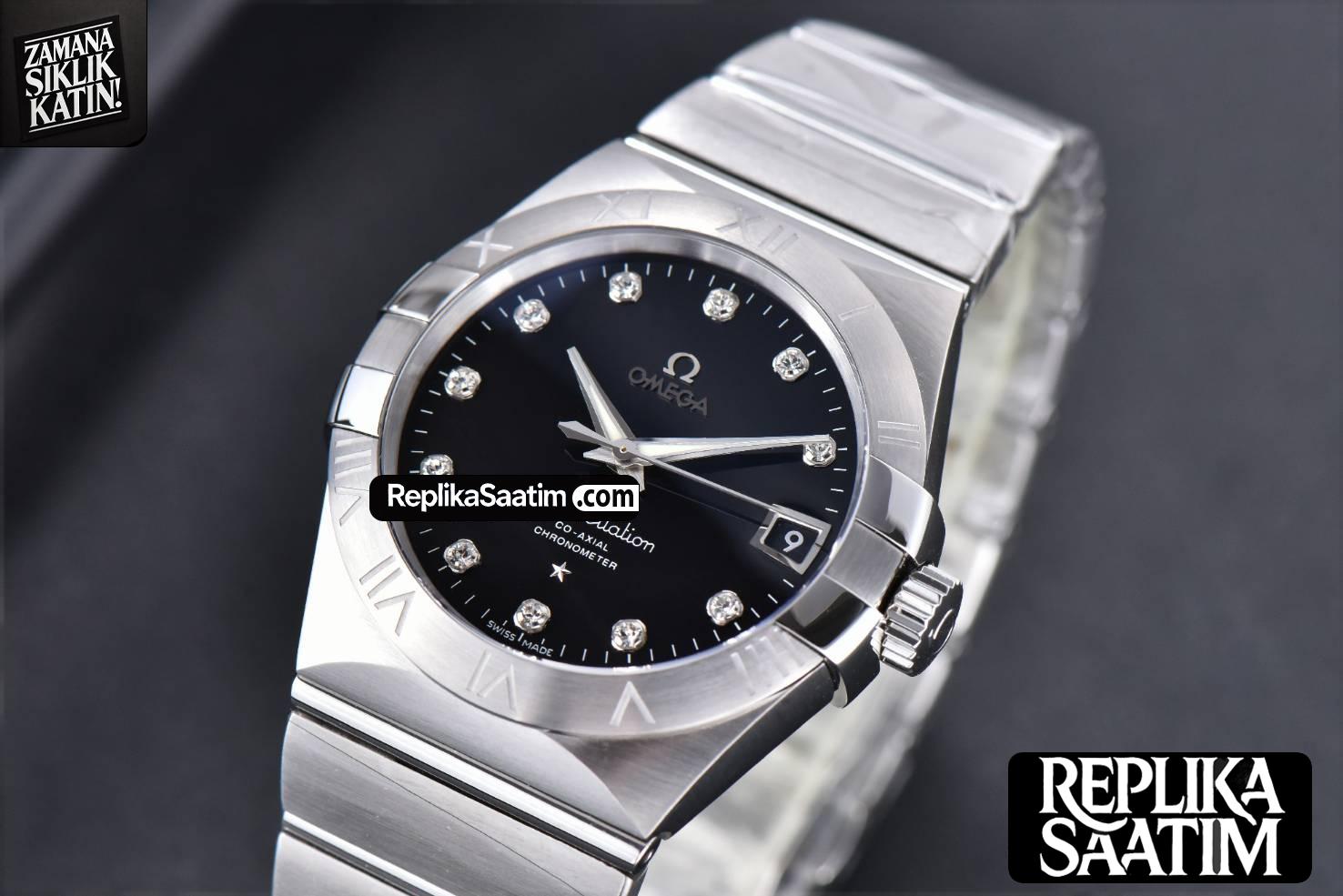 Constellation 38mm SS VSF Black Dial Diamond Markers on SS Bracelet A8500 Super Clone -04