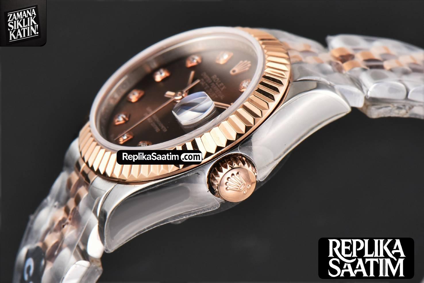 DateJust 28MM Ladies WF RG/SS Brown Dial Diamond Marker Jubilee Bracelet A2236 -11