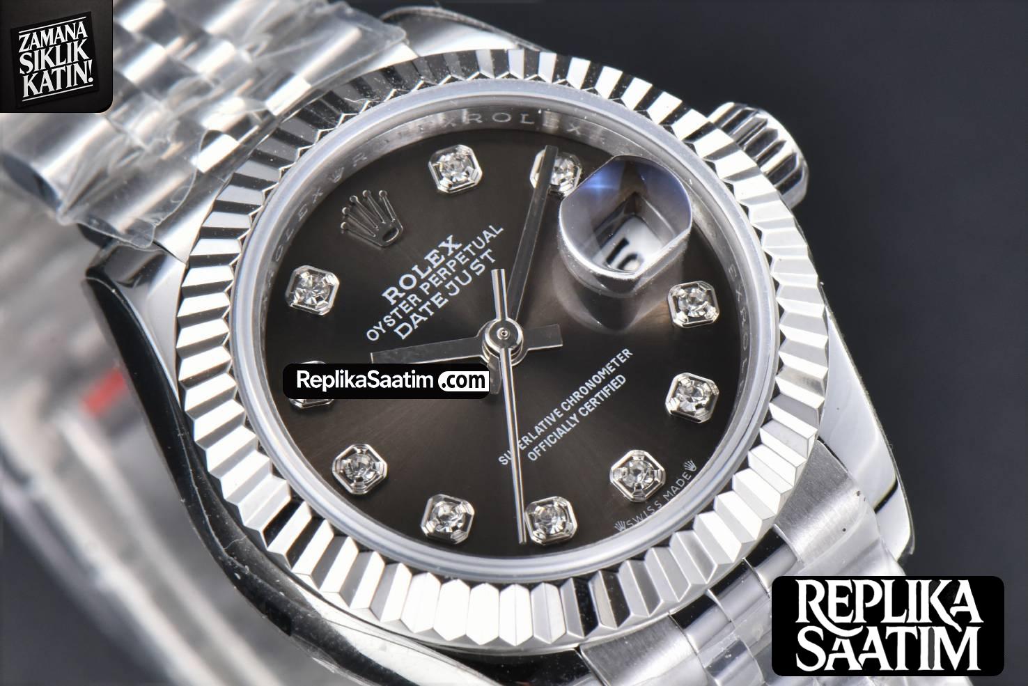 DateJust 28MM WF Gray Dial Diamond Marker Jubilee Bracelet A2671 -07