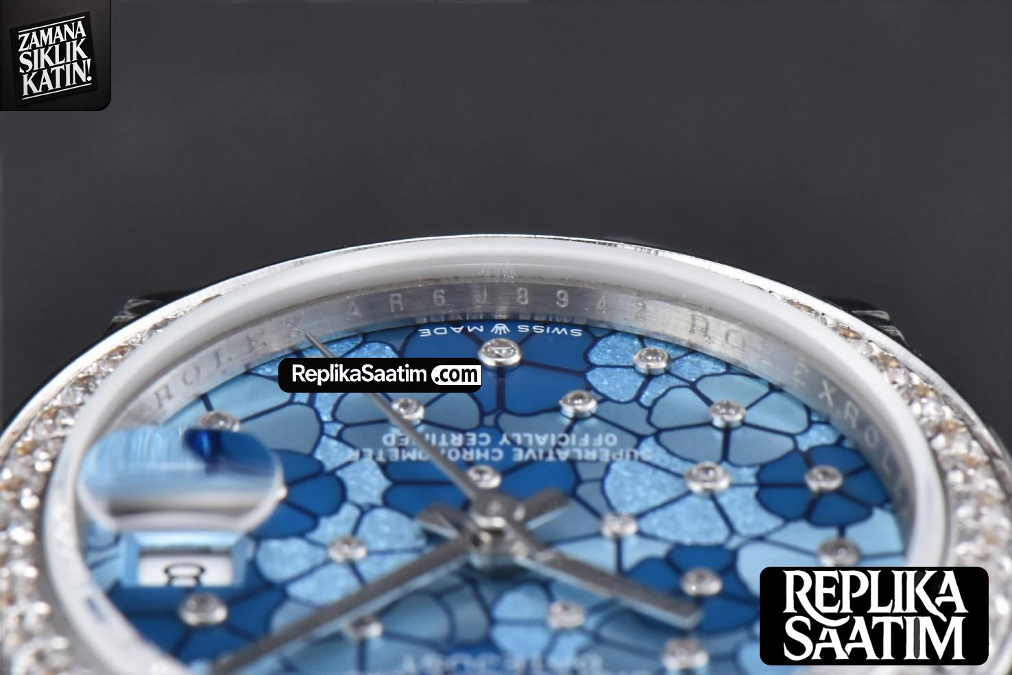 DateJust 31MM 904L GMF Diamond Bezel Blue Flowers Dial Oyster Bracelet A2824 -14