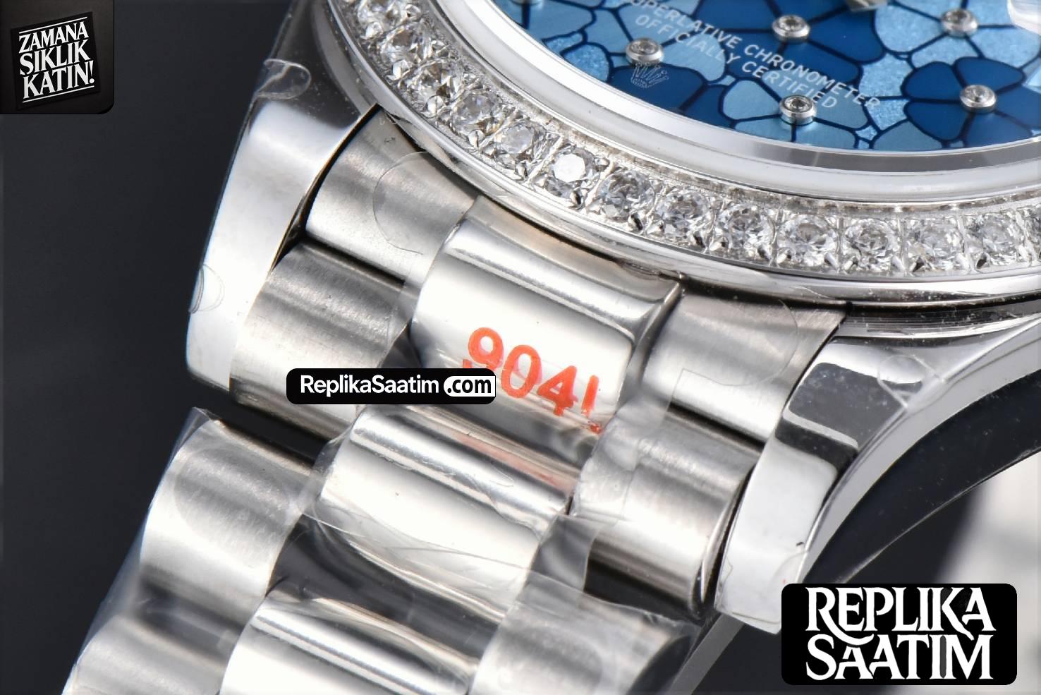 DateJust 31MM 904L GMF Diamond Bezel Blue Flowers Dial President Bracelet A2824 -10
