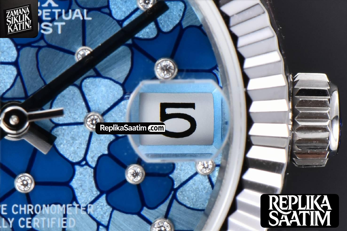 DateJust 31MM 904L GMF Fluted Bezel Blue Flowers Dial Jubilee Bracelet A2824 -09