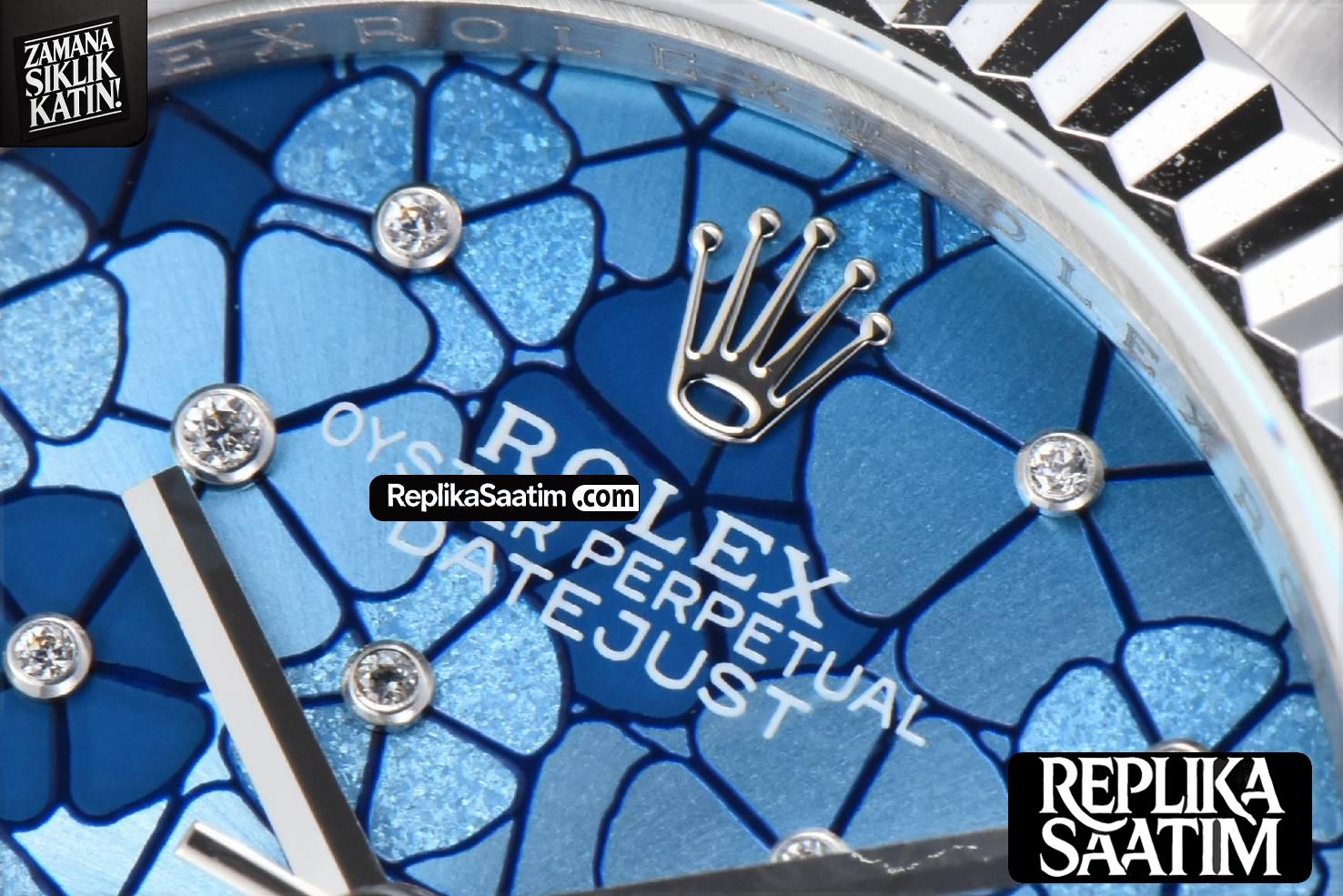 DateJust 31MM 904L GMF Fluted Bezel Blue Flowers Dial Oyster Bracelet A2824 -05
