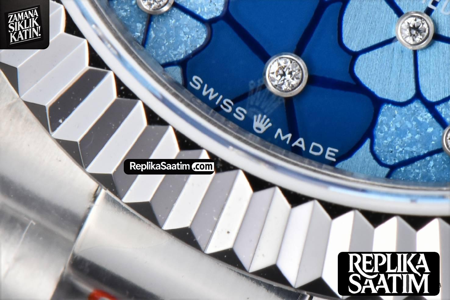 DateJust 31MM 904L GMF Fluted Bezel Blue Flowers Dial President Bracelet A2824 -07