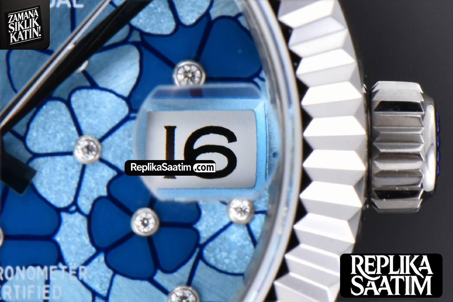 DateJust 31MM 904L GMF Fluted Bezel Blue Flowers Dial President Bracelet A2824 -08