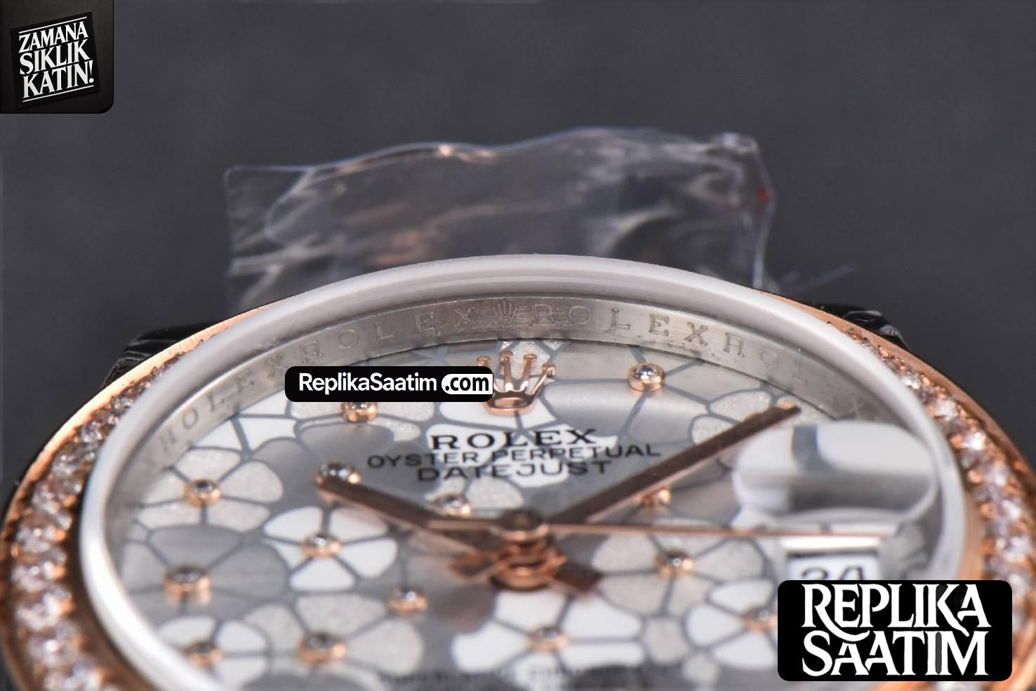 DateJust 31MM 904L RG/SS GMF Diamond Bezel Silver Flowers Dial Jubilee Bracelet A2824 -13