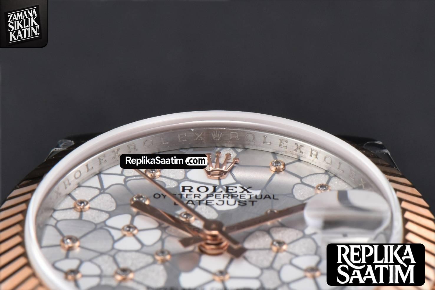 DateJust 31MM 904L RG/SS GMF Fluted Bezel Silver Flowers Dial Oyster Bracelet A2824 -13