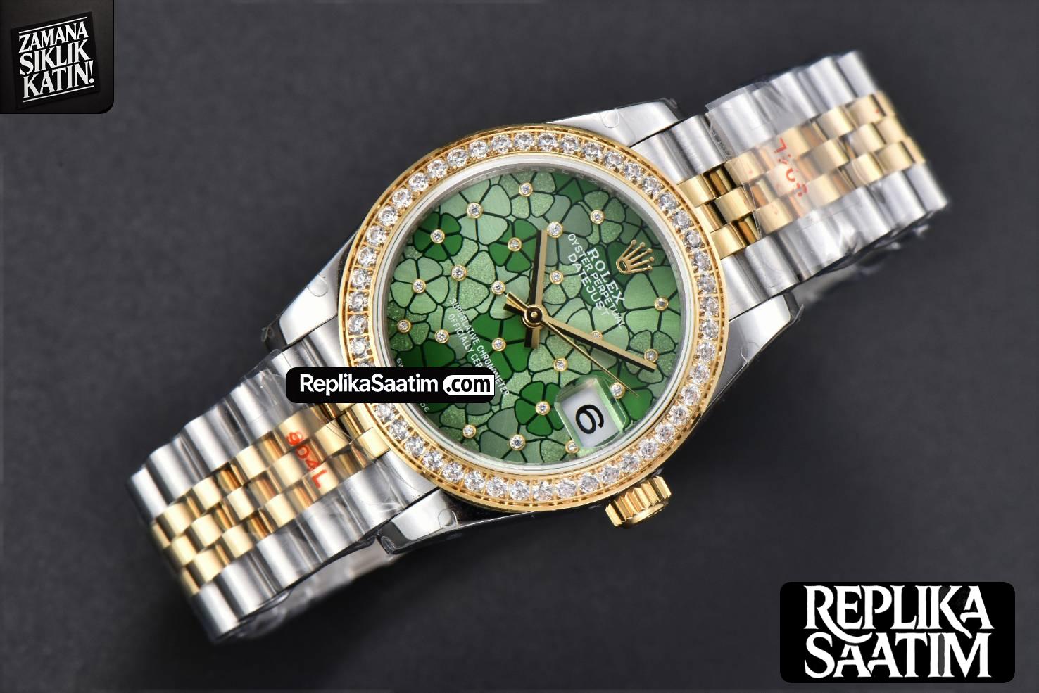 DateJust 31MM 904L YG GMF Diamond Bezel Green Flowers Dial Jubilee Bracelet A2824 -14