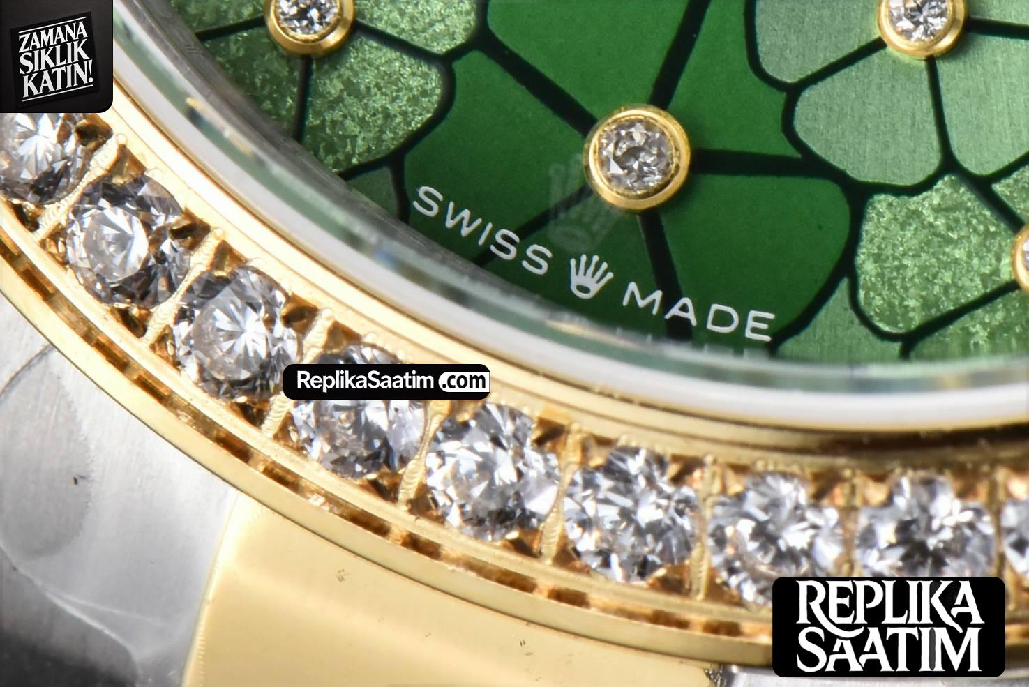 DateJust 31MM 904L YG GMF Diamond Bezel Green Flowers Dial Oyster Bracelet A2824 -07