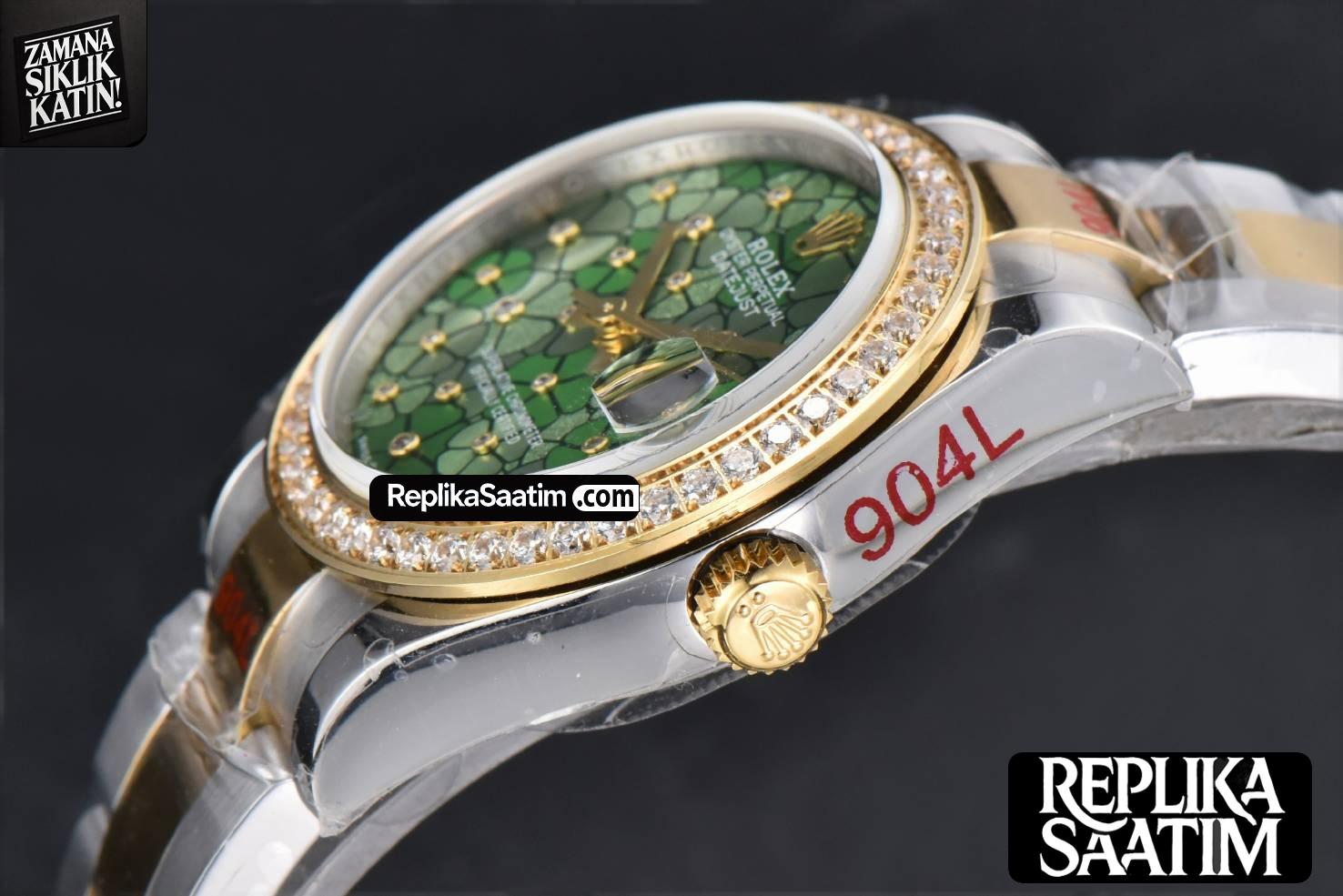 DateJust 31MM 904L YG GMF Diamond Bezel Green Flowers Dial Oyster Bracelet A2824 -10