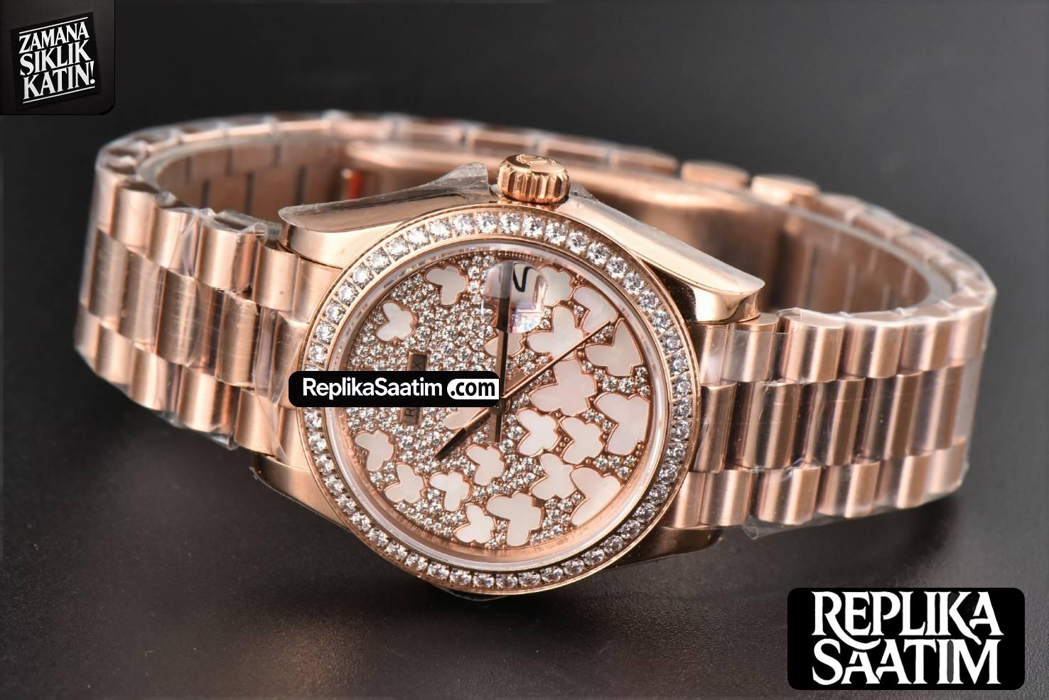 DateJust 31MM Ladies 904L RG WF Diamond Butterfly Dial Oyster Bracelet A2671 -13