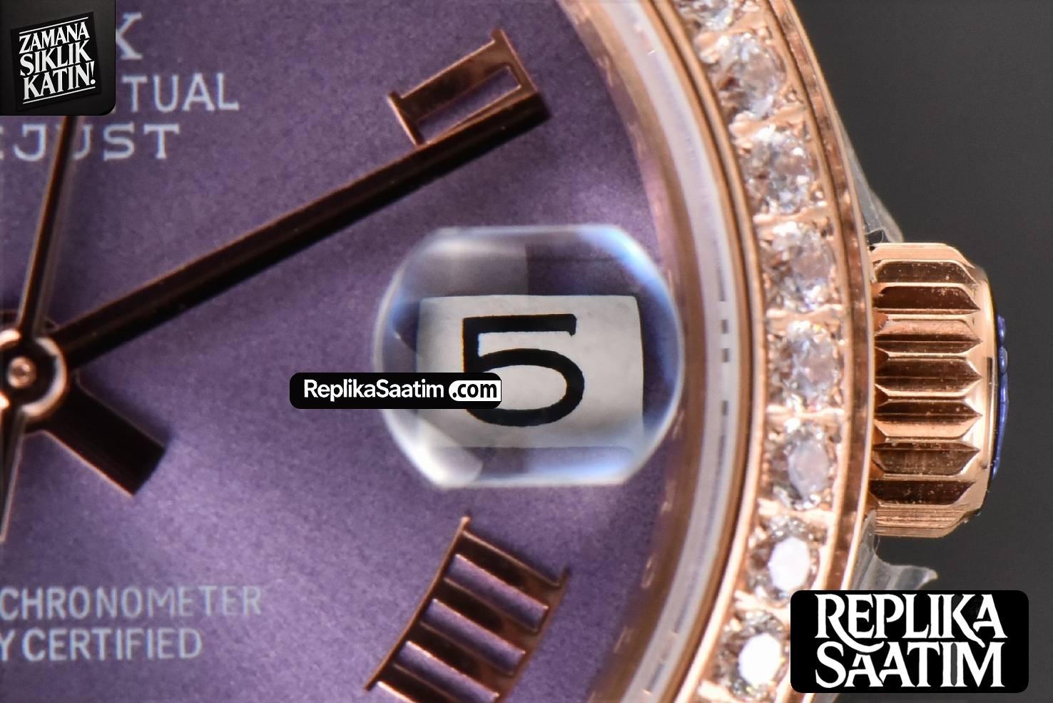 DateJust 31MM Ladies 904L RG WF Diamond Purple Dial Diamond Roma Marker Oyster Bracelet A2671 -08