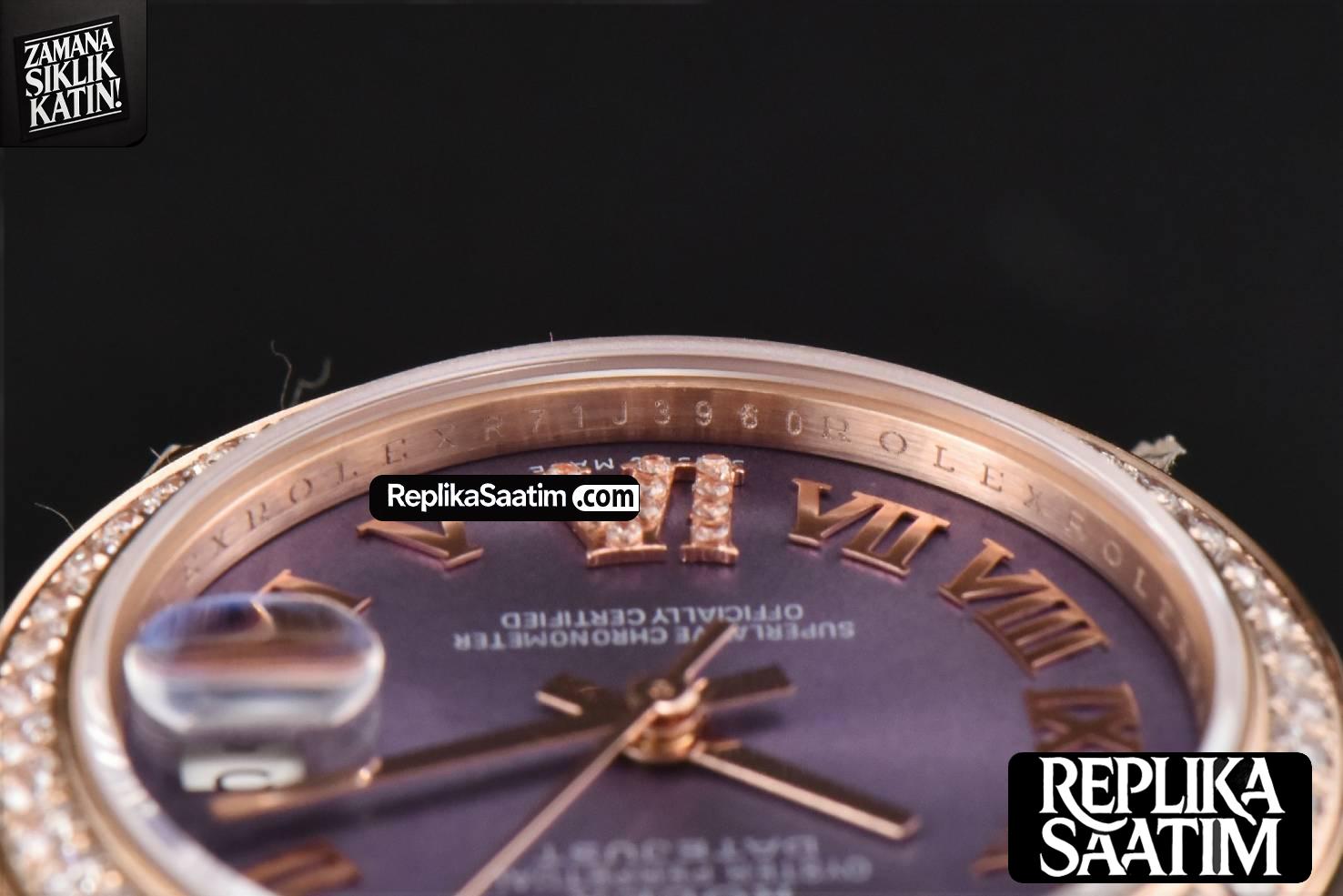 DateJust 31MM Ladies 904L RG WF Diamond Purple Dial Diamond Roma Marker Oyster Bracelet A2671 -13