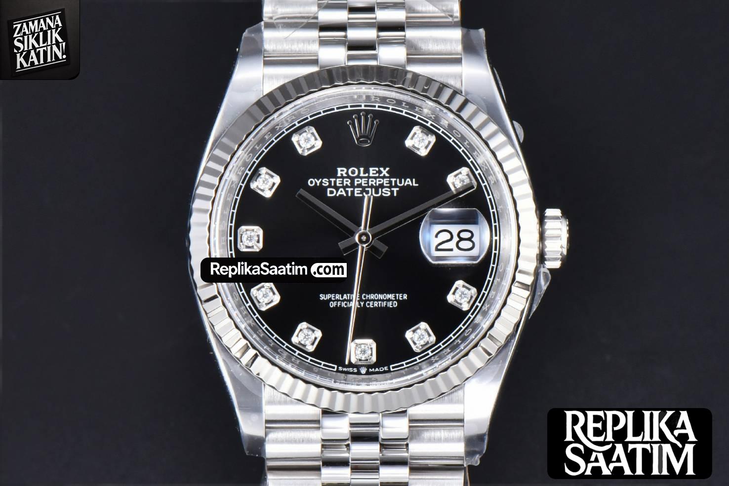 DateJust 36MM 126234 Clean CF Black Dial Diamond Marker Jubilee Bracelet VR3235 -15