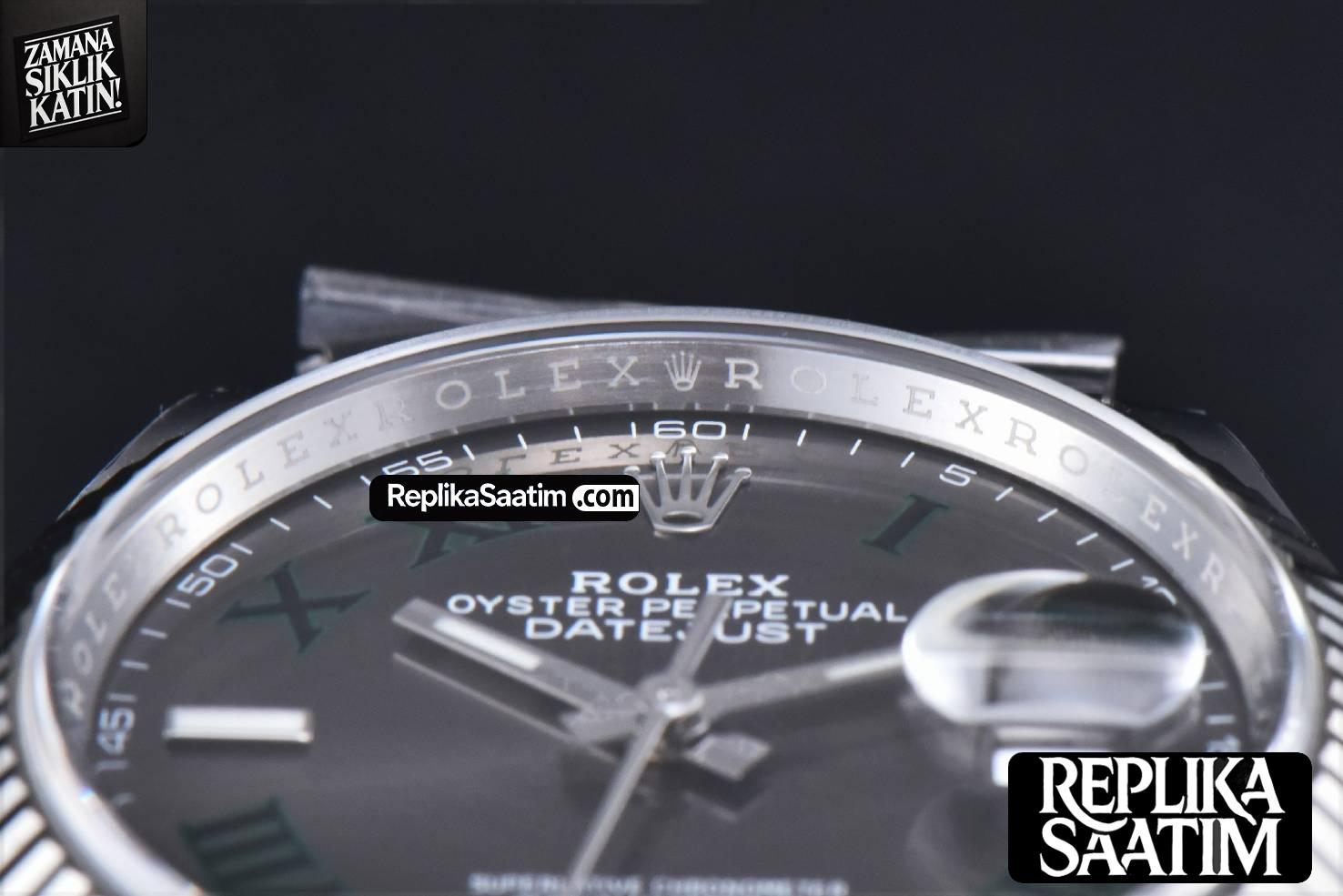 DateJust 36MM 126234 Clean CF Wimbledon Gray Dial Green Marker Jubilee Bracelet VR3235 -07