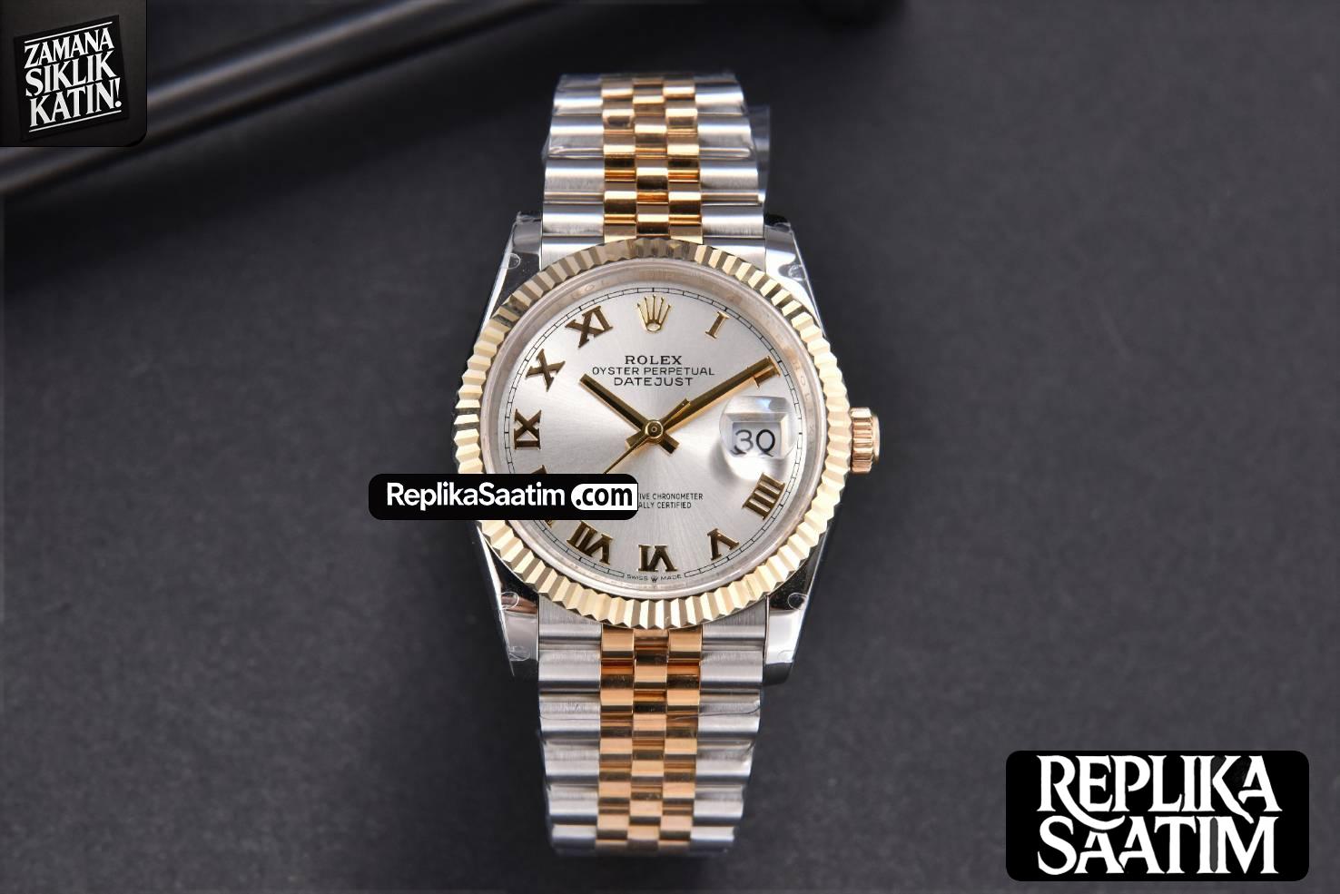DateJust 36MM 904L YG/SS GMF Fluted Bezel Silver Dial Roma Marker Jubilee Bracelet VR3285 -01