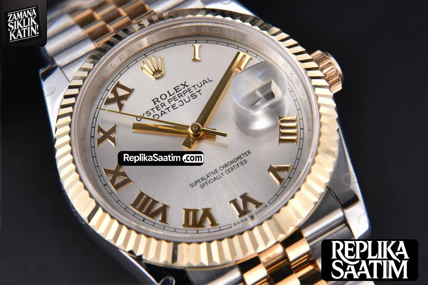 DateJust 36MM 904L YG/SS GMF Fluted Bezel Silver Dial Roma Marker Jubilee Bracelet VR3285 -09