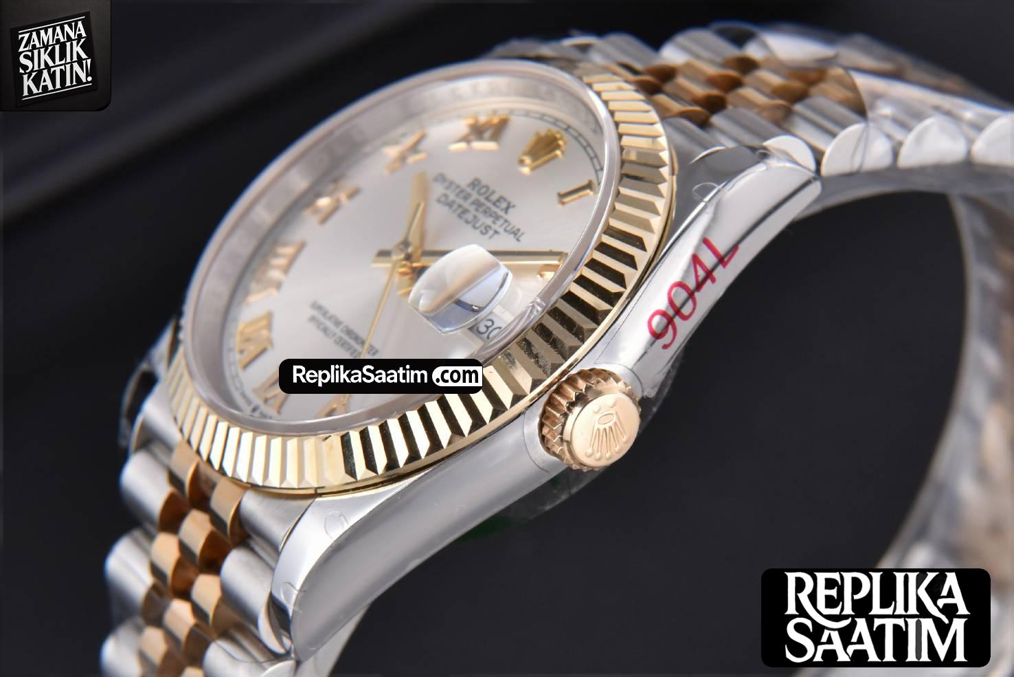 DateJust 36MM 904L YG/SS GMF Fluted Bezel Silver Dial Roma Marker Jubilee Bracelet VR3285 -12