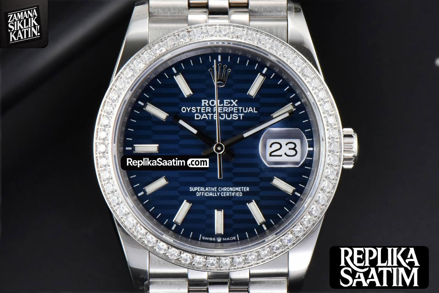 DateJust 36mm BPF Diamond Blue Motif Dial Jubilee Bracelet A2824 -01
