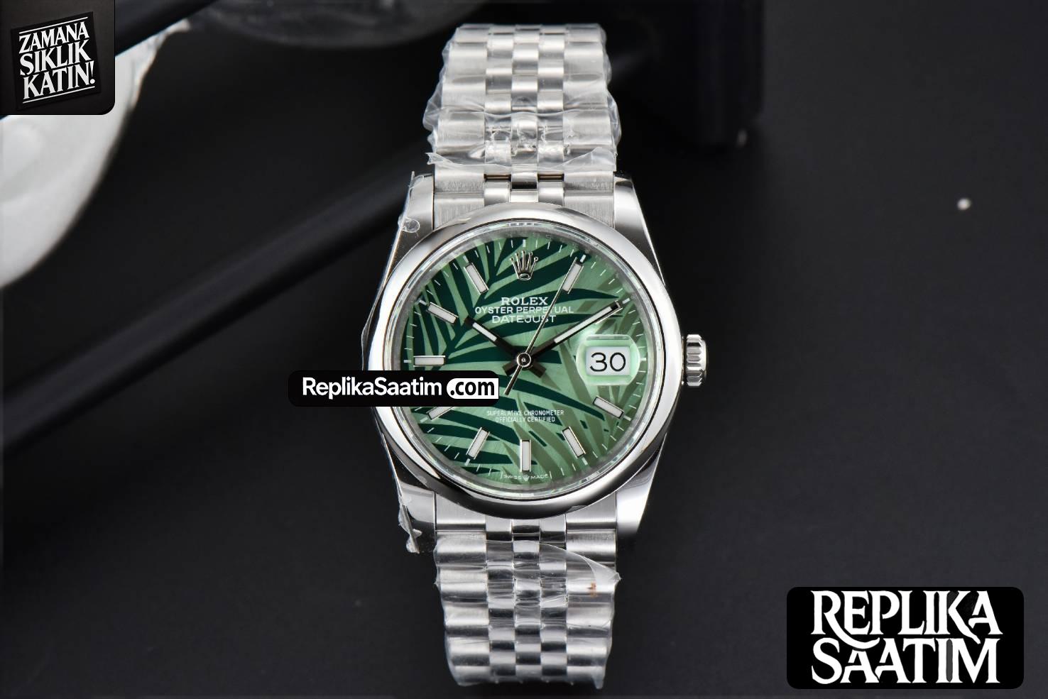 DateJust 36mm BPF Smooth Bezel Green Plam Dial Jubilee Bracelet A2824 -02