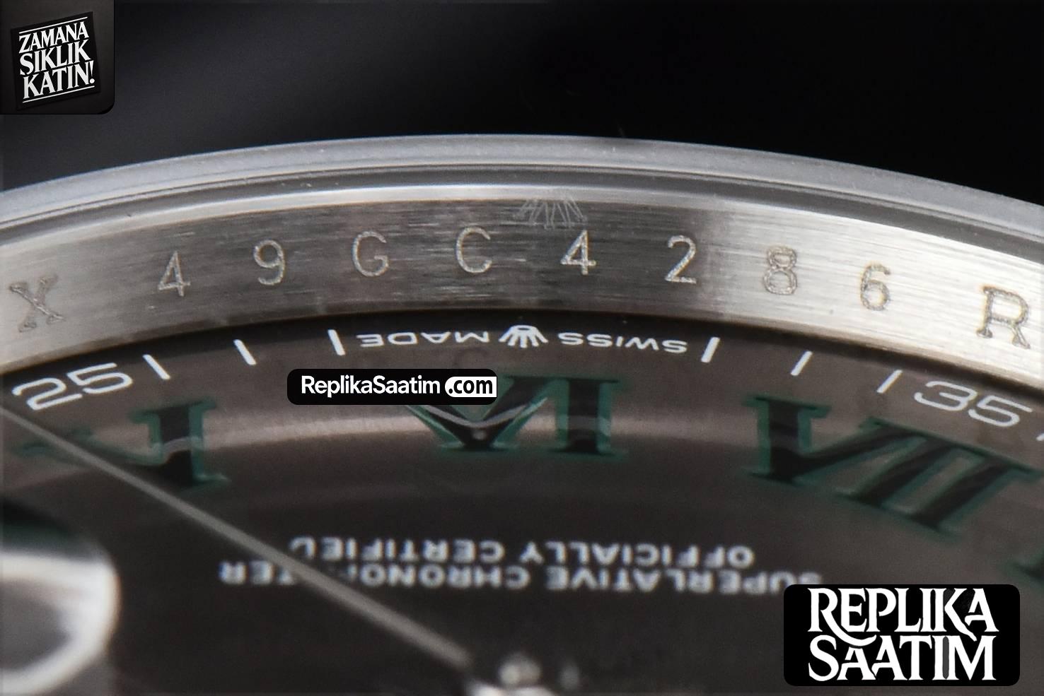 DateJust 36MM BPF Smooth Wimbledon Gray Dial Green Roma Marker Oyster Bracelet A2824 -13