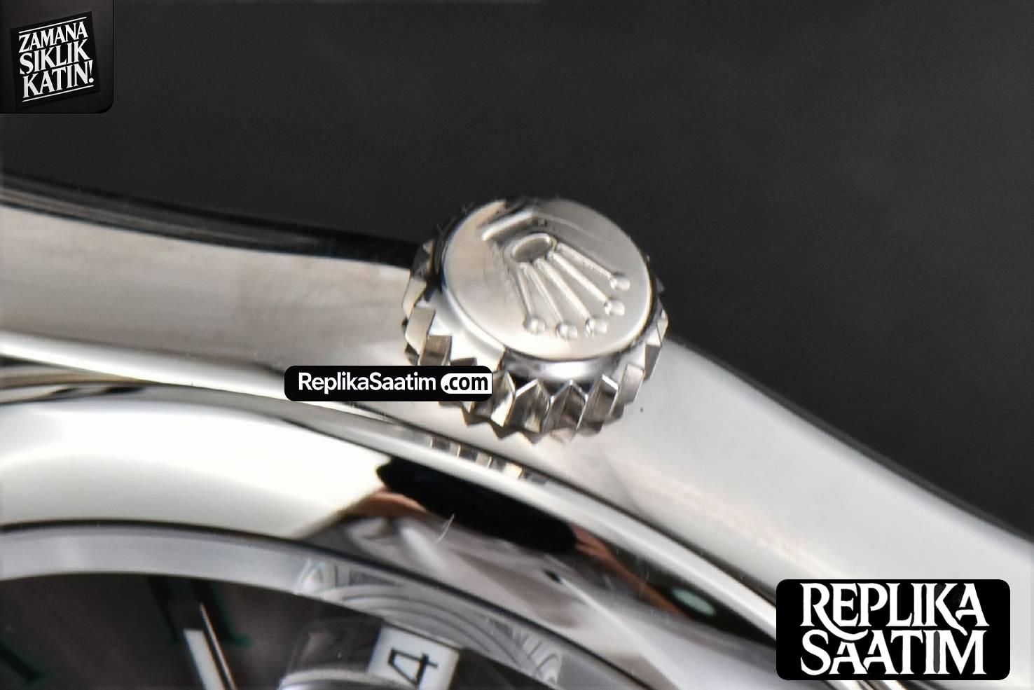 DateJust 36MM BPF Smooth Wimbledon Gray Dial Green Roma Marker Oyster Bracelet A2824 -16