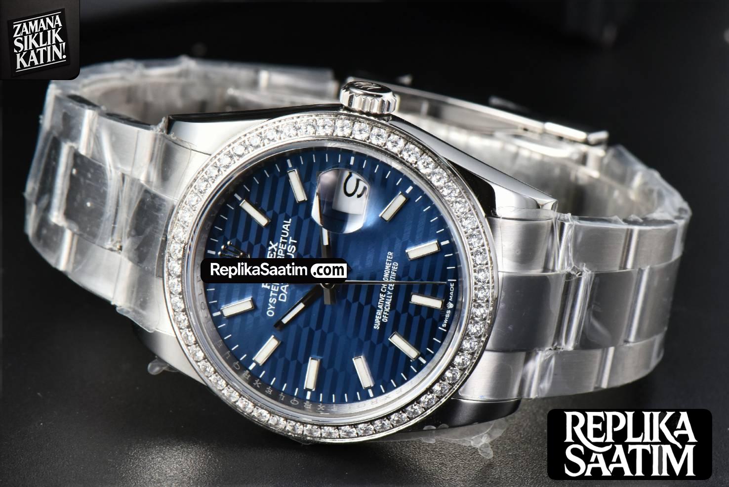 DateJust 36MM Diamond BPF Blue Motif Dial Oyster Bracelet A2824 -15